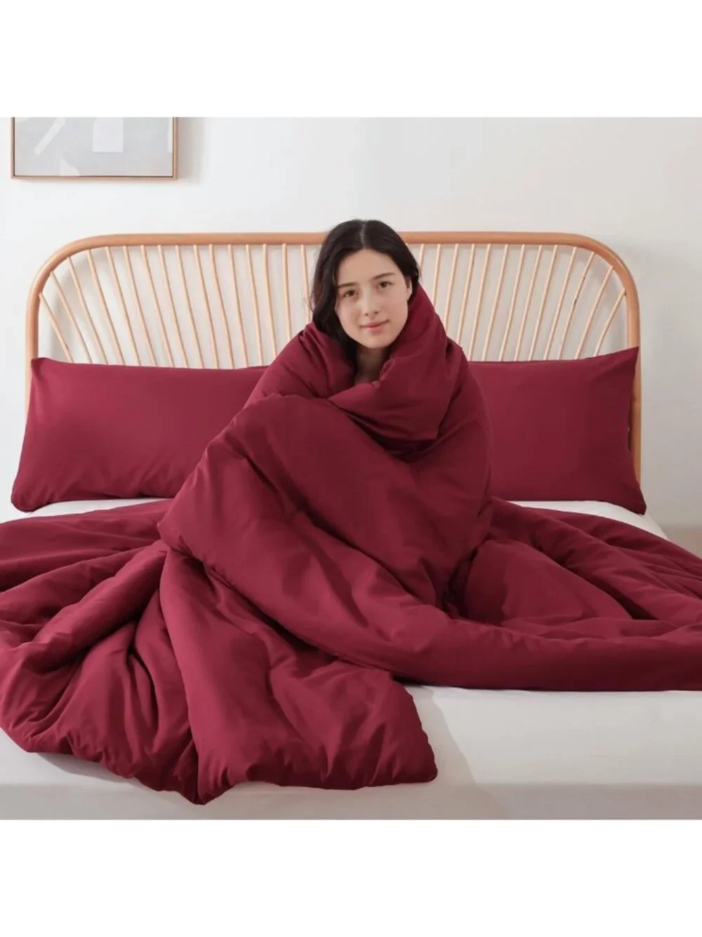 Luxurious Dark Red Alaskan King Comforter Set, Soft Bedding Quilt 136x120